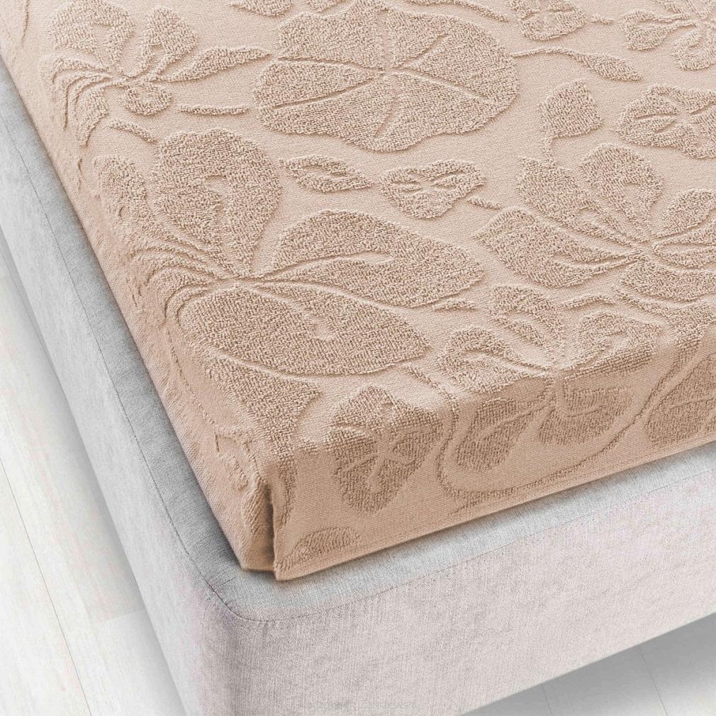 Prześcieradło frotte bez gumki Tulipan 150x205 ZWOLTEX jasnobeżowe GRUBE