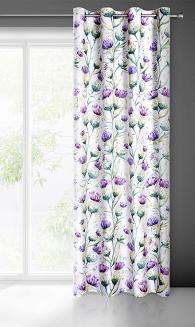 Zasłona gotowa na przelotkach EMILLY 140x250 Eurofirany zielony/fioletowy