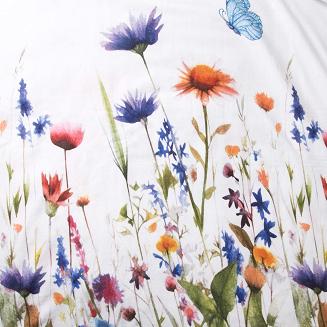 Pościel flanelowa FLANELOVE 160x200 kolorowa łąka kwiatów na białym tle