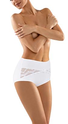 Figi damskie z wysokim stanem i koronką Babell kod 004 białe