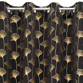 Zasłona gotowa na przelotkach CLARA 135x250 Eurofirany czarna + złota