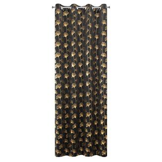 Zasłona gotowa na przelotkach CLARA 135x250 Eurofirany czarna + złota