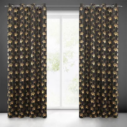 Zasłona gotowa na przelotkach CLARA 135x250 Eurofirany czarna + złota