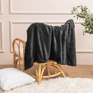 Koc narzuta z mikrofibry na fotel WILLY 70x150 czarna