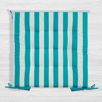 Poduszka na krzesło wodoodporna GARDEN 40x40x5 ogrodowa pikowana niebieska pionowe pasy