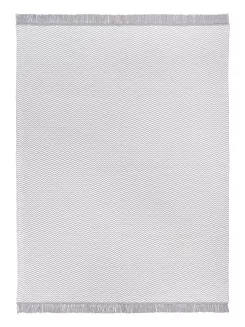 Koc bawełniano-akrylowy 150x200 biały szary zygzak