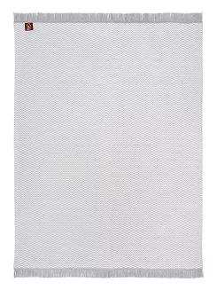 Koc bawełniano-akrylowy 150x200 biały szary zygzak