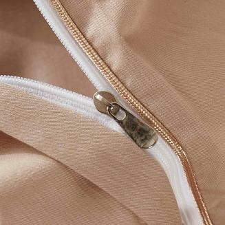 Pościel satyna bawełniana Queen Premium 160x200 beżowa ze złotą lamówką