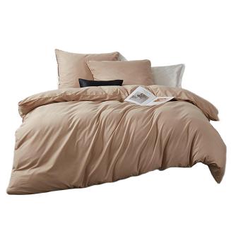 Pościel satyna bawełniana Queen Premium 160x200 beżowa ze złotą lamówką