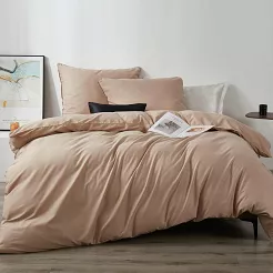 Pościel satyna bawełniana Queen Premium 160x200 beżowa ze złotą lamówką