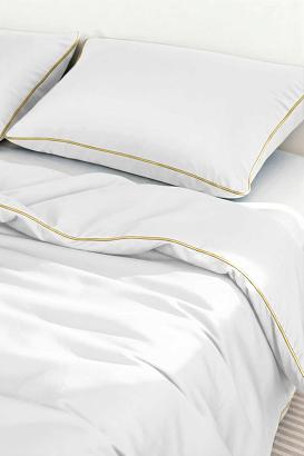 Pościel bambusowa 160x200 biała ze złotą bizą