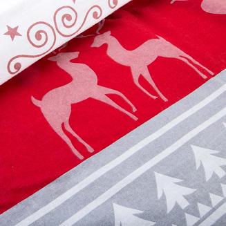 Pościel flanelowa FLANELOVE 140x200 szara w serca i choinki