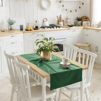 Bieżnik dekoracyjny SHINY 40x140 welurowy butelkowa zieleń z kryształkami