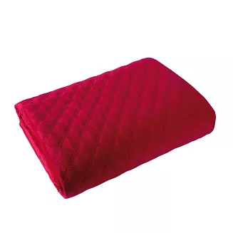 Narzuta dekoracyjna VELVI 170x210 pikowana w geometryczny wzór czerwona