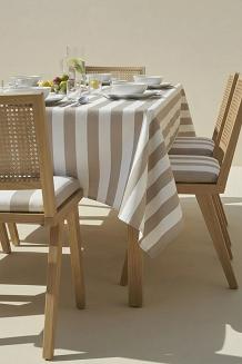 Beżowy Obrus Ogrodowy Wodoodporny 140x240 STRIPES