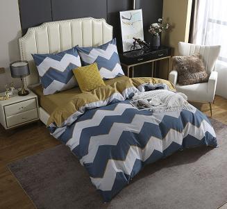 Turkusowa Pościel Geometryczna Satyna Bawełniana 160x200 XDF 045