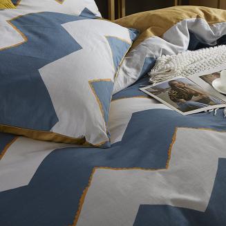 Turkusowa Pościel Geometryczna Satyna Bawełniana 160x200 XDF 045