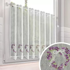 Zazdrostka gotowa na oczkach szelkach LAVENDER 145x70 biała lawendowe serduszka