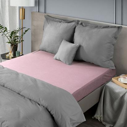 Prześcieradło frotte z gumką 90x200 Design91 pudrowe
