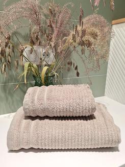 Ręcznik bawełniany SAMMY 70x140 Eurofirany beżowy wytłaczane pasy