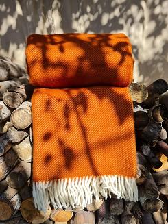 Koc z wełny nowozelandzkiej MAGDA 150x200 diagonalny terakota