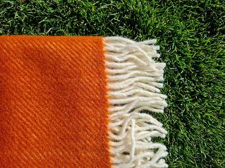 Koc z wełny nowozelandzkiej MAGDA 150x200 diagonalny terakota