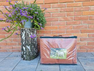 Koc z wełny nowozelandzkiej MAGDA 150x200 diagonalny terakota