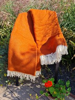 Koc z wełny nowozelandzkiej MAGDA 150x200 diagonalny terakota