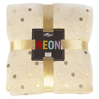 Koc narzuta z mikrofibry NEON 200x220 Darymex limonkowy w kropki