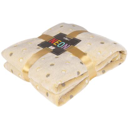 Koc narzuta z mikrofibry NEON 200x220 Darymex żółty w kropki