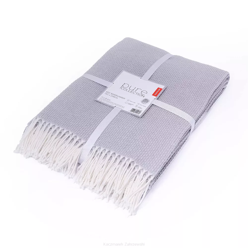 Koc Bawełna+Akryl WZ. 126JB Jasnoszary 220X200 /320GR/  Jacquard