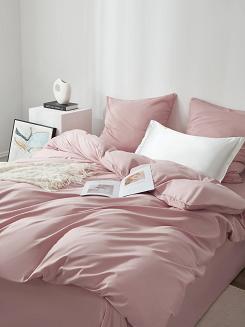 Pościel satyna bawełniana Queen Premium 160x200 pudrowa ze złotą lamówką