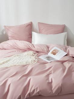 Pościel satyna bawełniana Queen Premium 160x200 pudrowa ze złotą lamówką