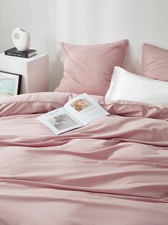 Pościel satyna bawełniana Queen Premium 160x200 pudrowa ze złotą lamówką