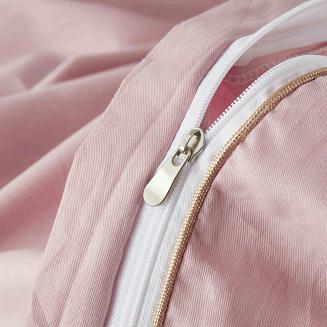 Pościel satyna bawełniana Queen Premium 160x200 pudrowa ze złotą lamówką