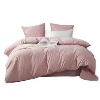 Pościel satyna bawełniana Queen Premium 160x200 pudrowa ze złotą lamówką