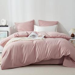 Pościel satyna bawełniana Queen Premium 160x200 pudrowa ze złotą lamówką