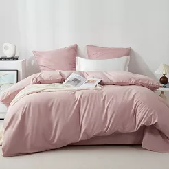 Pościel satyna bawełniana Queen Premium 160x200 pudrowa ze złotą lamówką