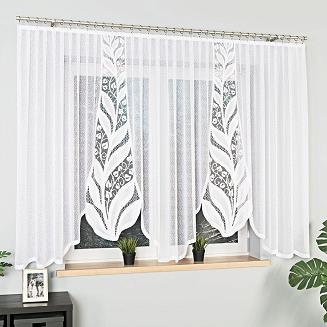 Firanka żakardowa gotowa na żabki MELANIA 400x160 biała