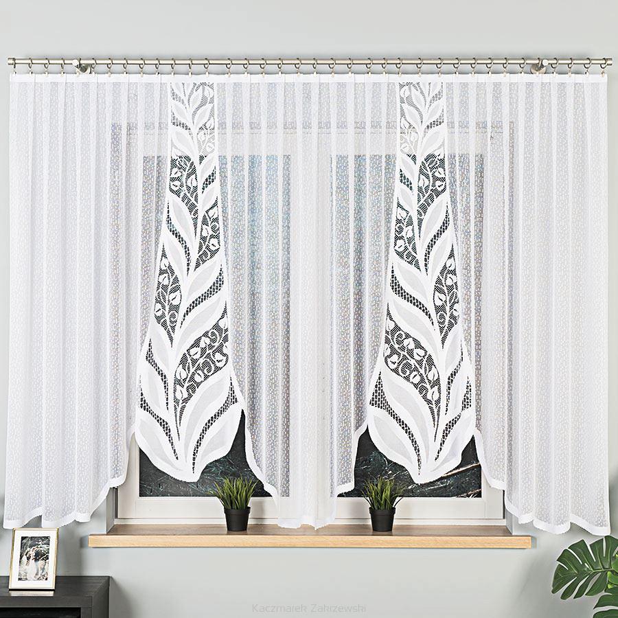 Firanka żakardowa gotowa na żabki MELANIA 400x160 biała