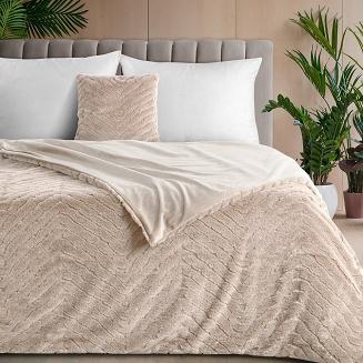 Poszewka dekoracyjna KATE 45x45 Eurofirany beżowa futrzana puszysta z efektem 3D