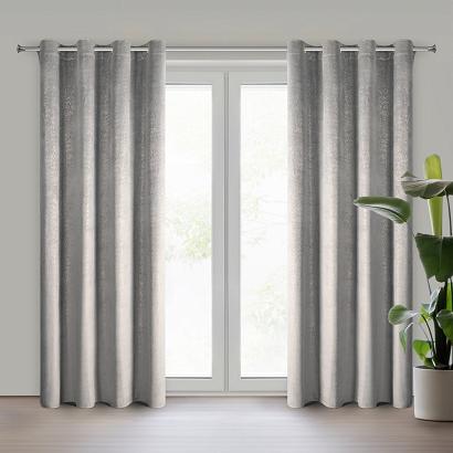 Zasłona gotowa na przelotkach BETHY 135x250 Eurofirany welwetowa srebrna złoty deszcz