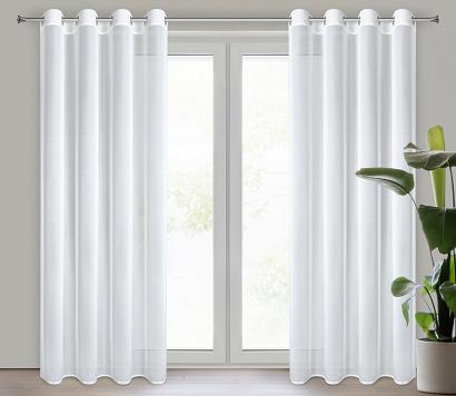 Firana gotowa na przelotkach TINA 140x270 Eurofirany biała w subtelny wzorek