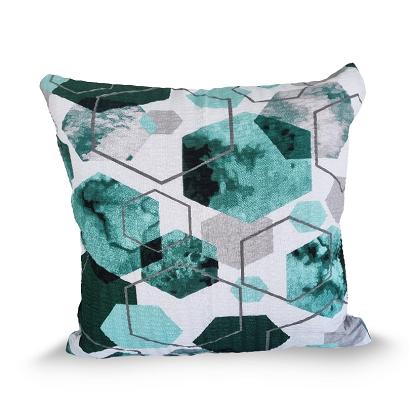 Poszewka z kory 40x40 szmaragdowa biała geometria