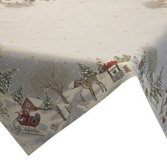Obrus świąteczny gobelinowy 140x180 Eurofirany popielaty