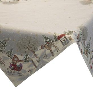 Obrus świąteczny gobelinowy 140x180 Eurofirany popielaty