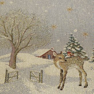 Obrus świąteczny gobelinowy 140x180 Eurofirany popielaty