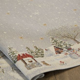 Obrus świąteczny gobelinowy 140x180 Eurofirany popielaty