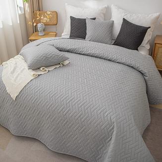 Narzuta dekoracyjna DASH 240x260 pikowana szara