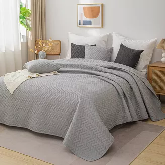 Narzuta dekoracyjna DASH 240x260 pikowana szara